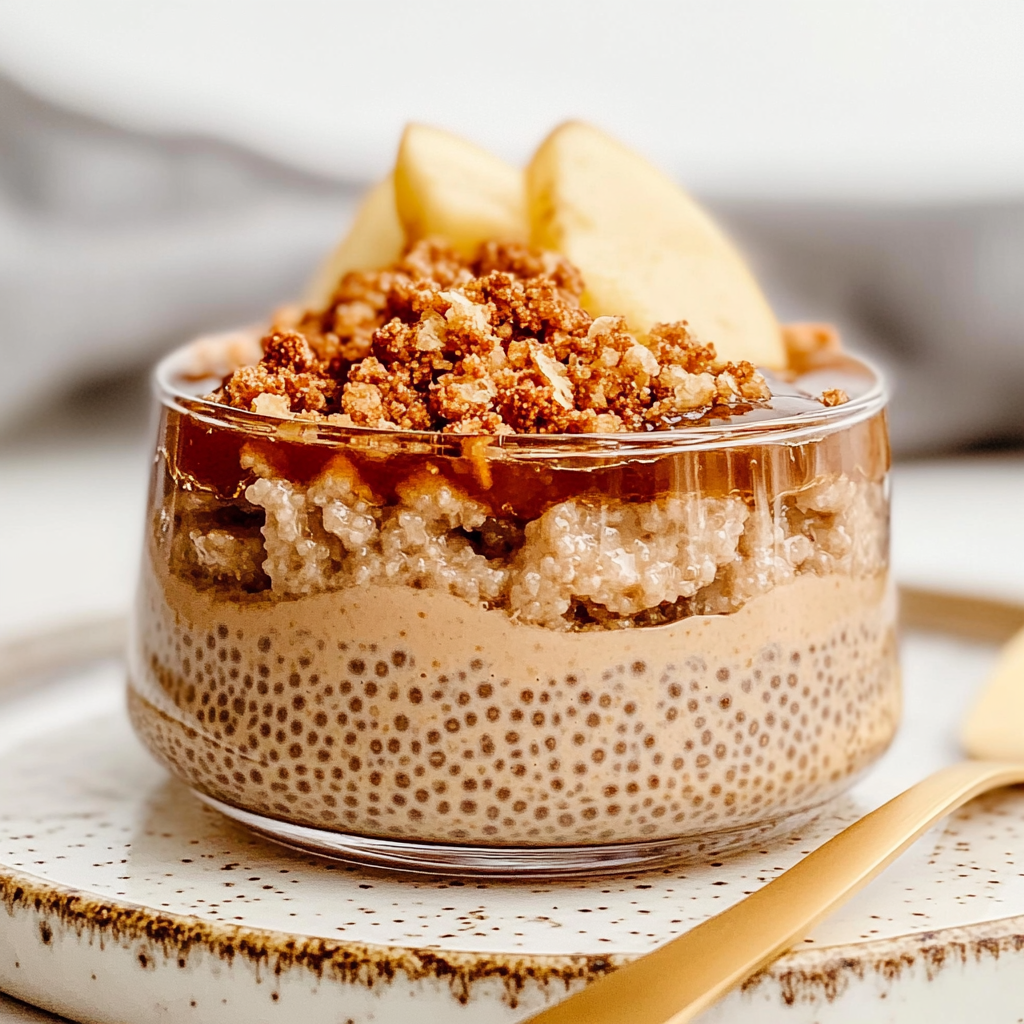Recipe preparation for Apple Crumble Chia Pudding