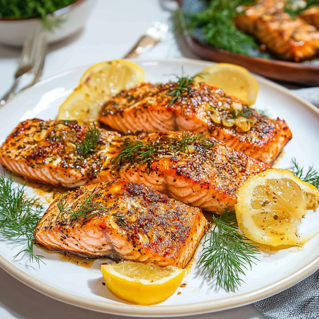Recipe preparation for Baked Dijon Salmon