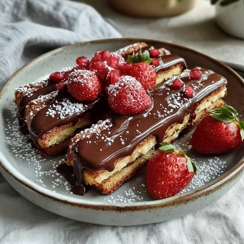 Recipe preparation for Chocolate-Dipped Strawberry Frosted Wafers