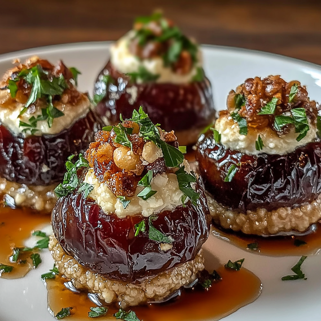 Recipe preparation for Feta-Parmesan Stuffed Dates with Honey-Walnut Crunch