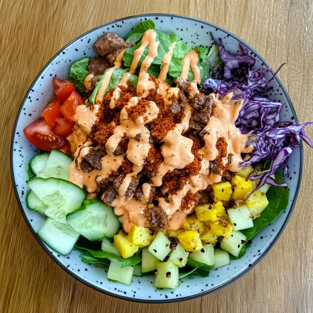 Recipe preparation for Loaded Burger Bowls
