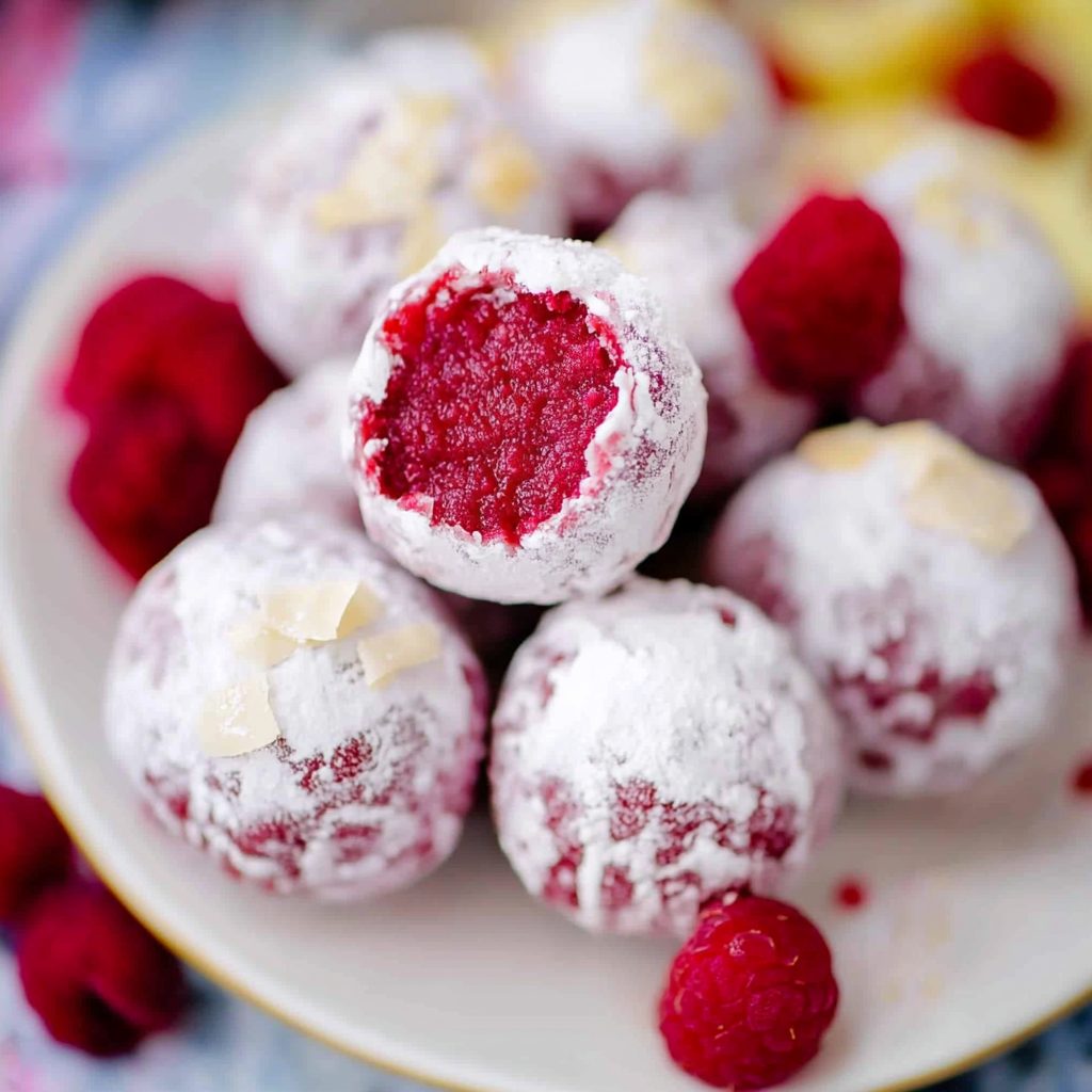 Recipe preparation for Heavenly White Chocolate Raspberry Truffles