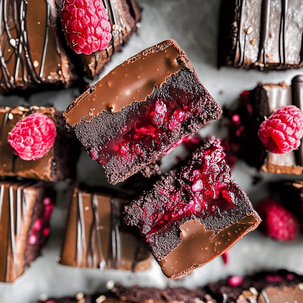 Recipe preparation for Raspberry Mocha No Bake Brownies