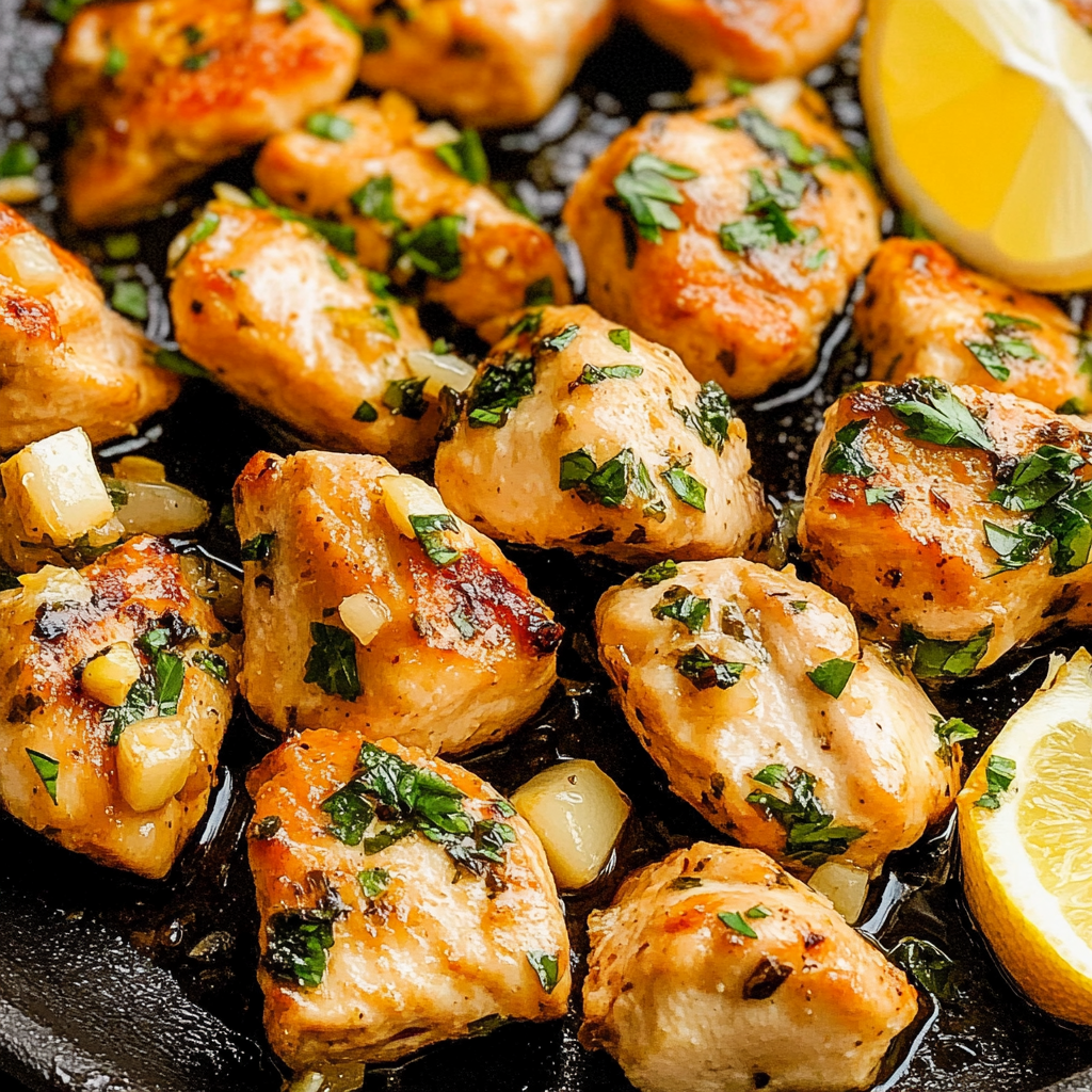 Recipe preparation for Lemon Garlic Chicken Bites