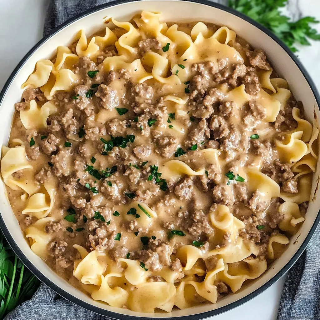 Recipe preparation for One-Pot Hamburger Stroganoff