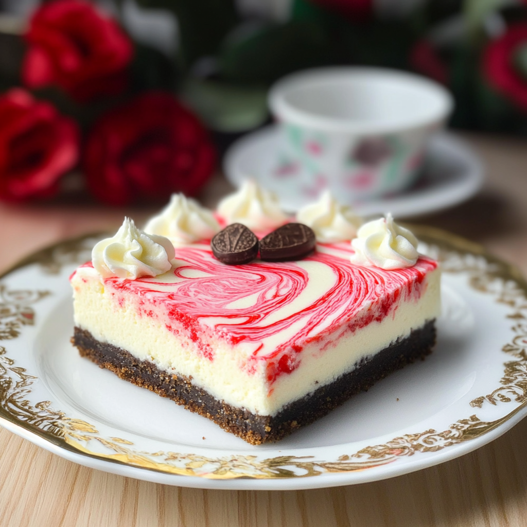 Recipe preparation for Red & White Swirl Peppermint Cheesecake
