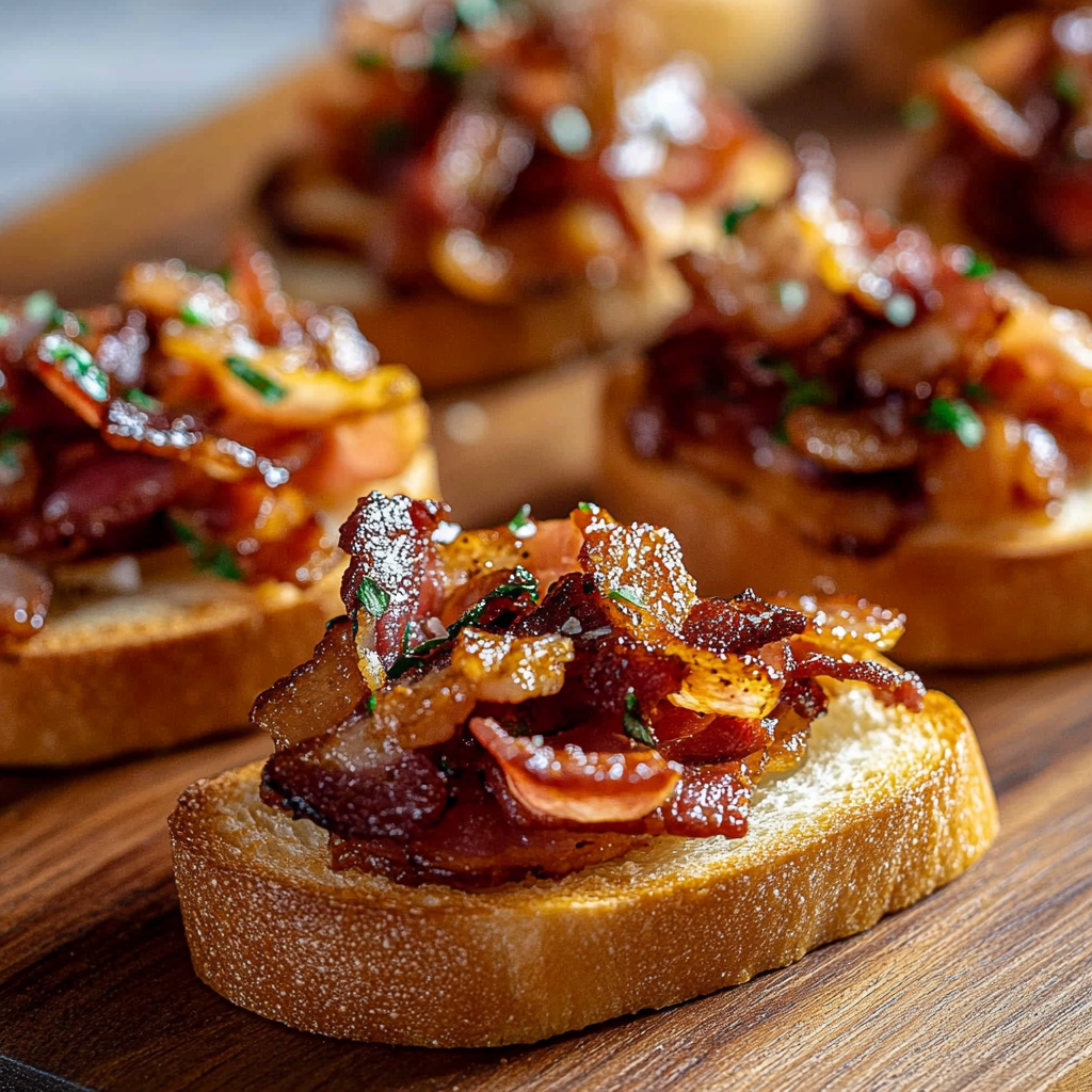 Recipe preparation for Million Dollar Bacon Crostini