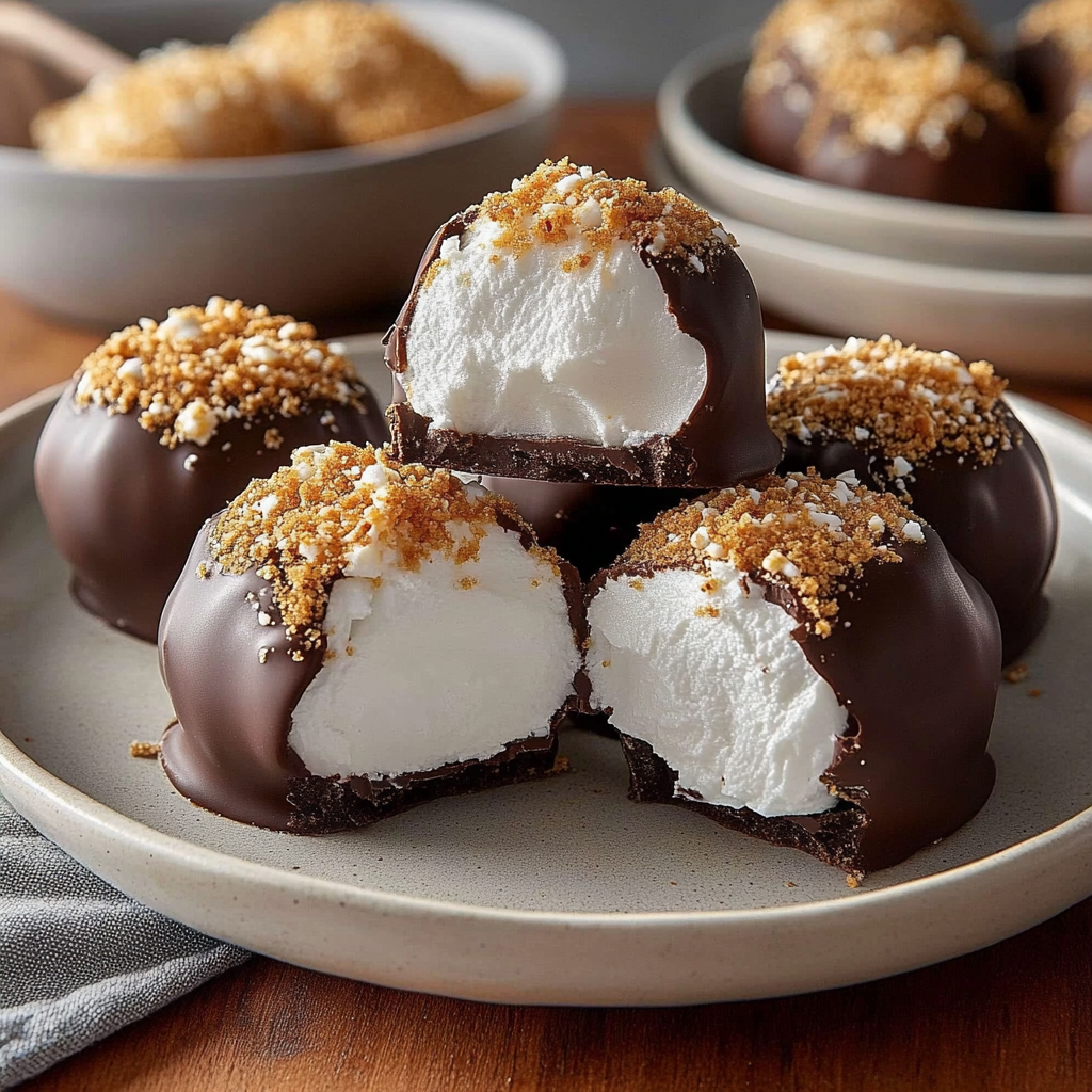 Recipe preparation for S'mores Marshmallow Truffles Chocolate