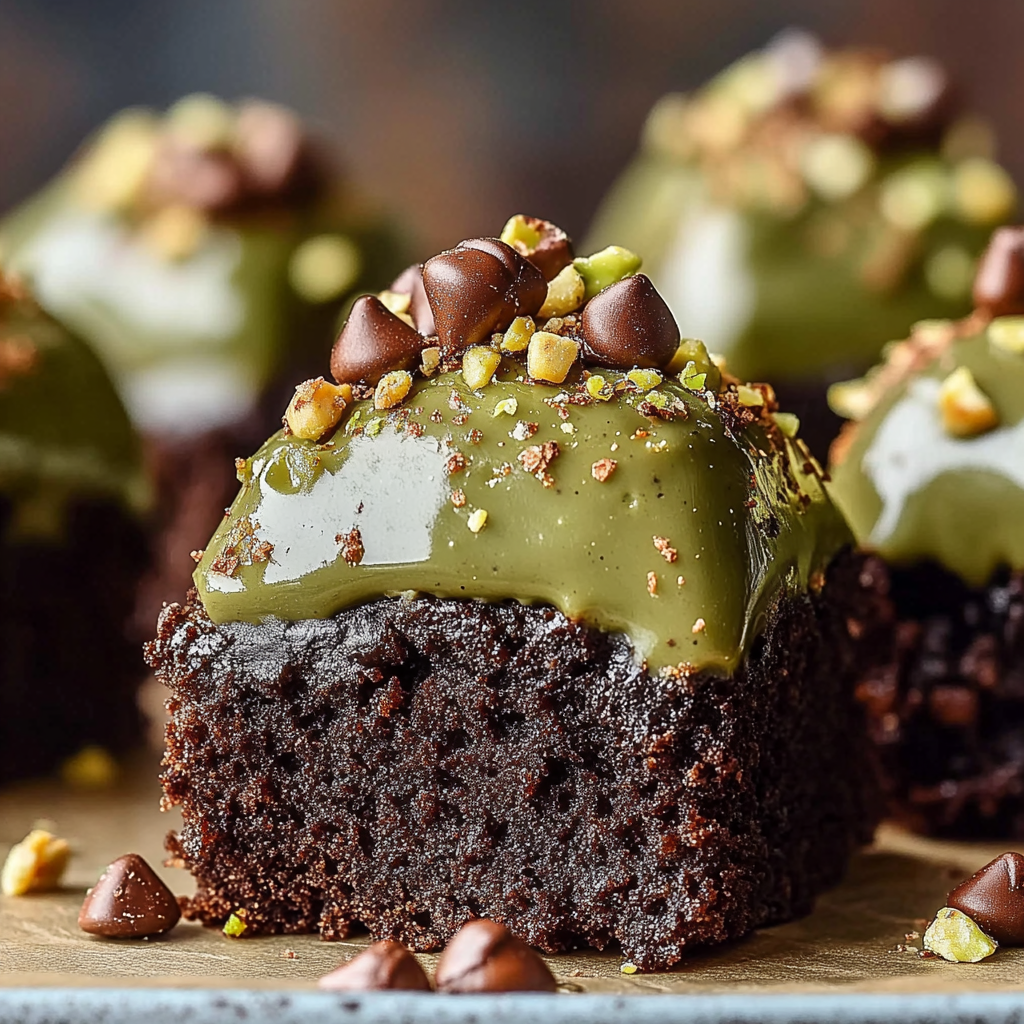 Recipe preparation for Pistachio Ferrero Rocher Brownies