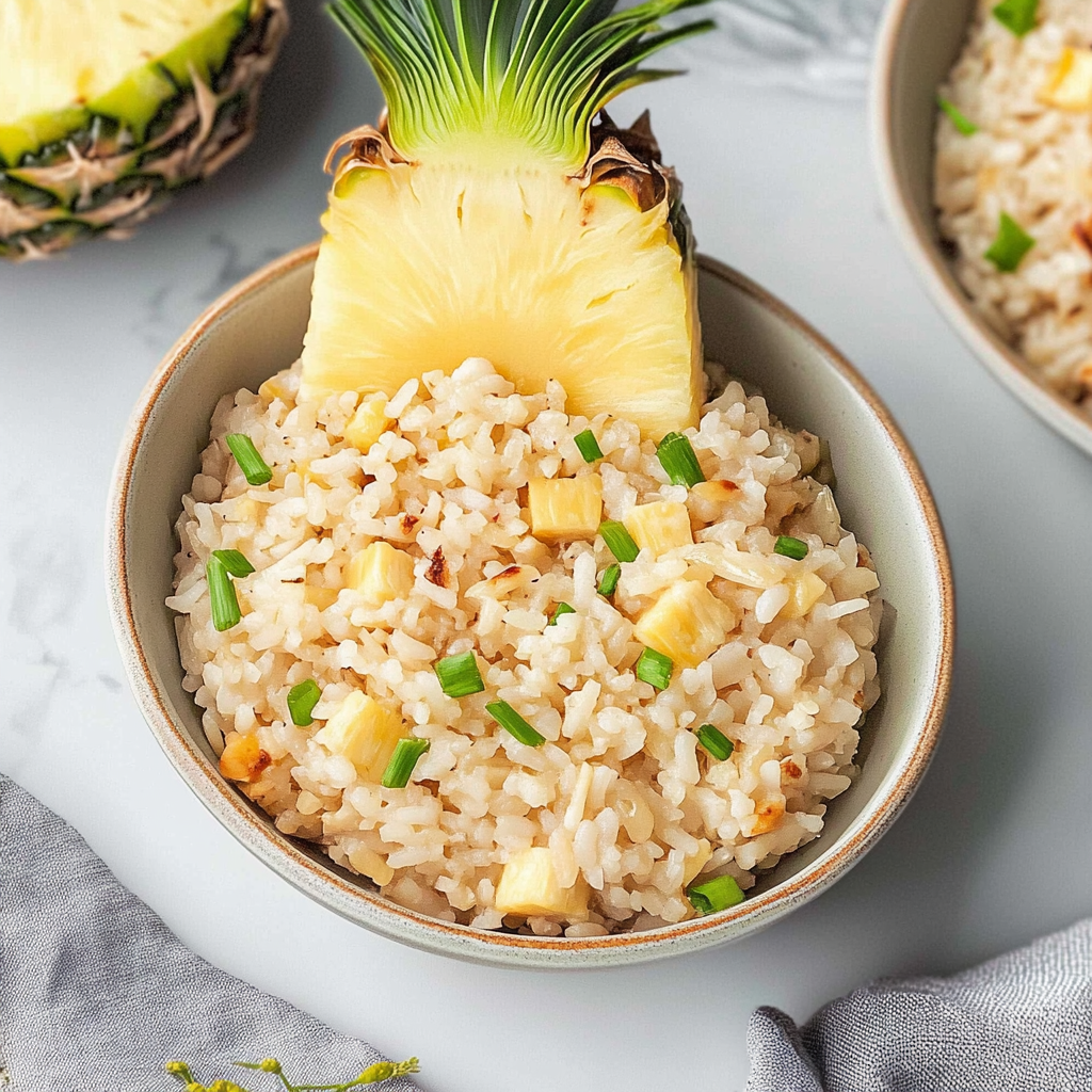 Recipe preparation for Creamy Coconut Pineapple Rice