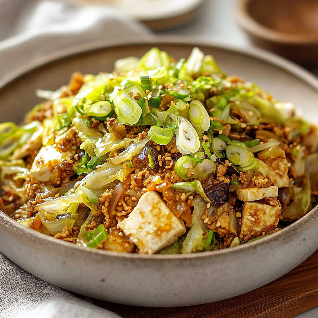 Recipe preparation for Tofu Cabbage Stir Fry