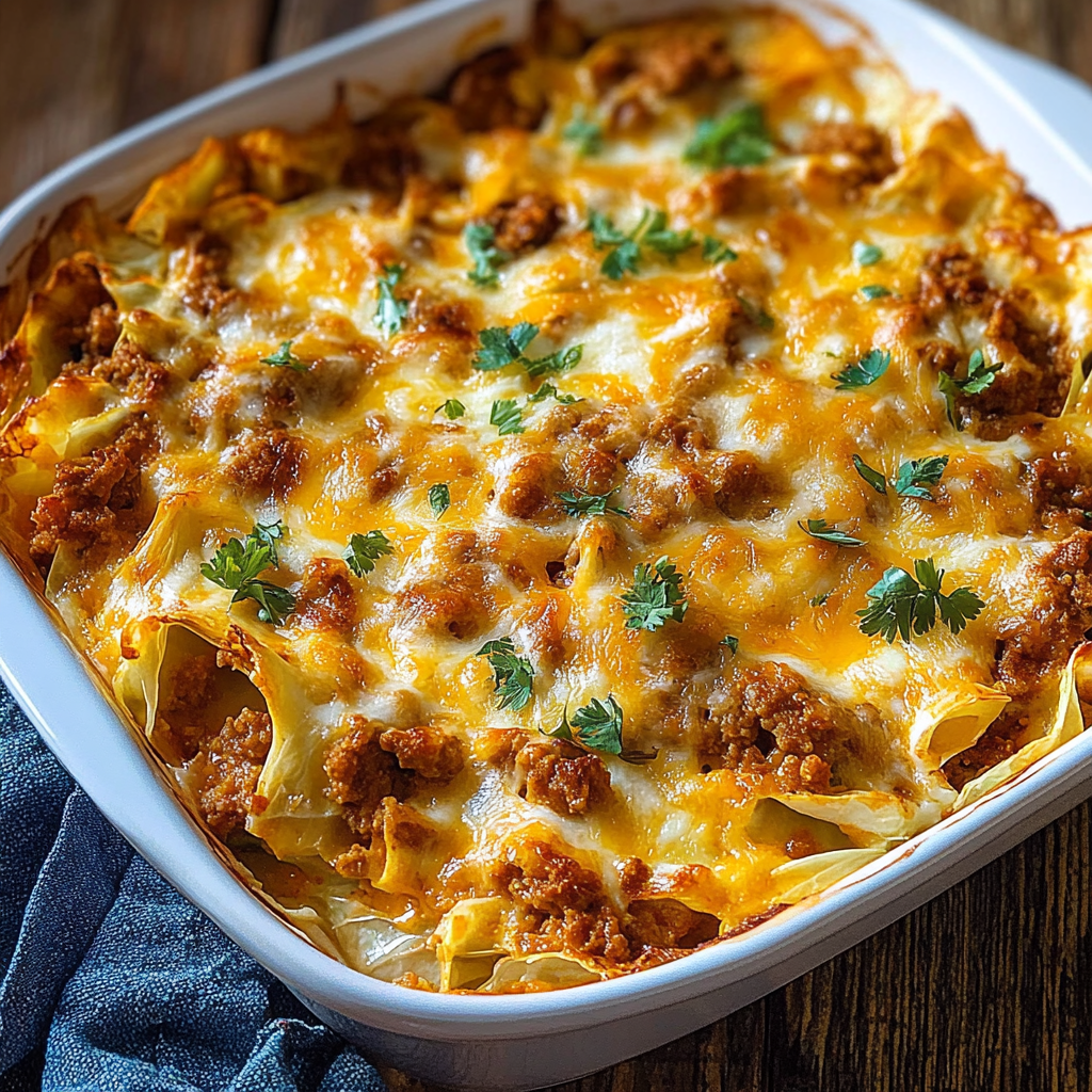 Recipe preparation for Cabbage Casserole Cheddar Beef