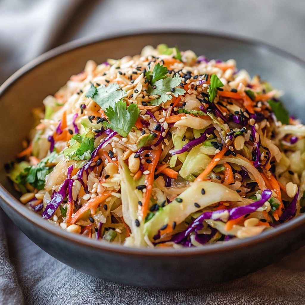 Recipe preparation for Asian Peanut Cabbage Slaw