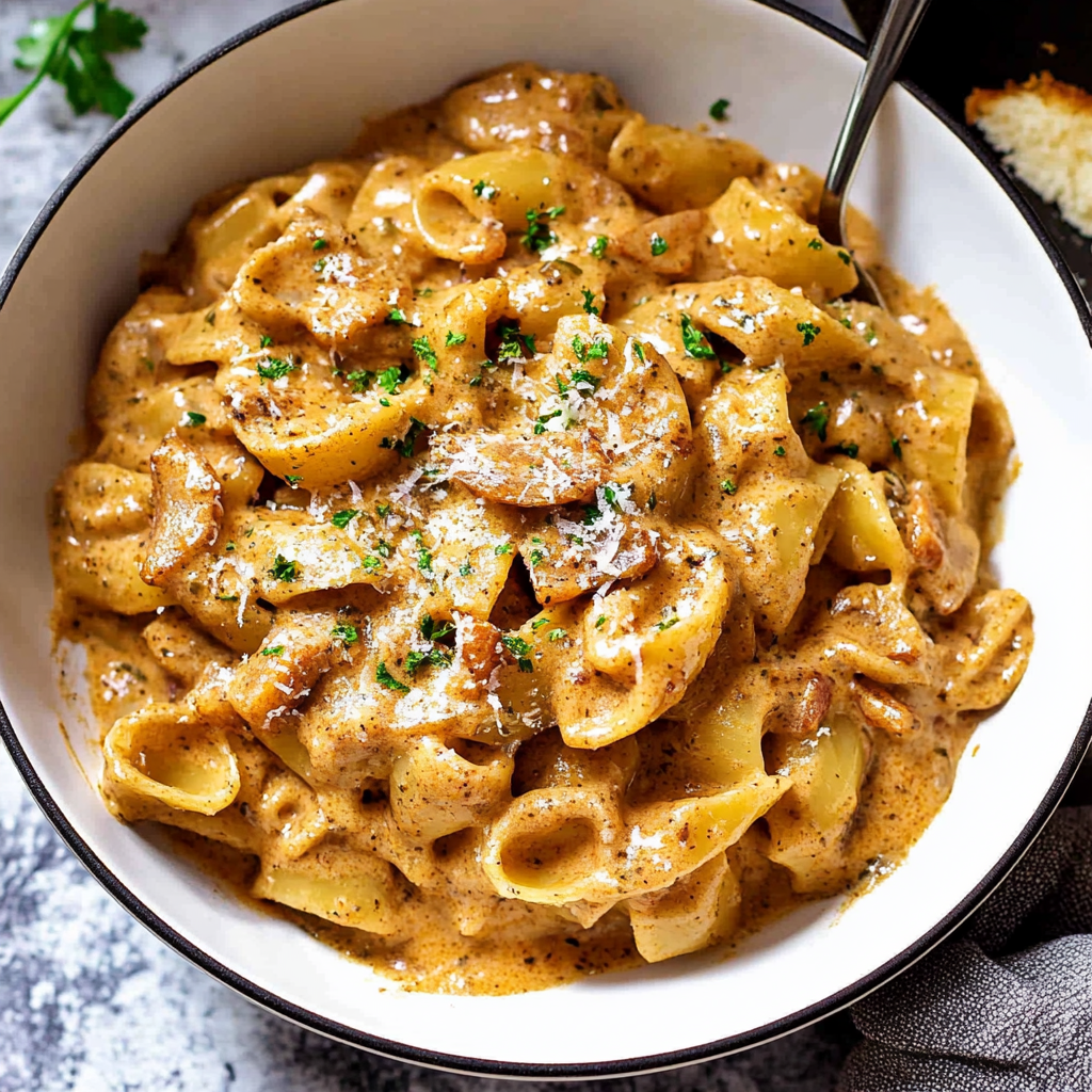 Recipe preparation for One Pot French Onion Pasta