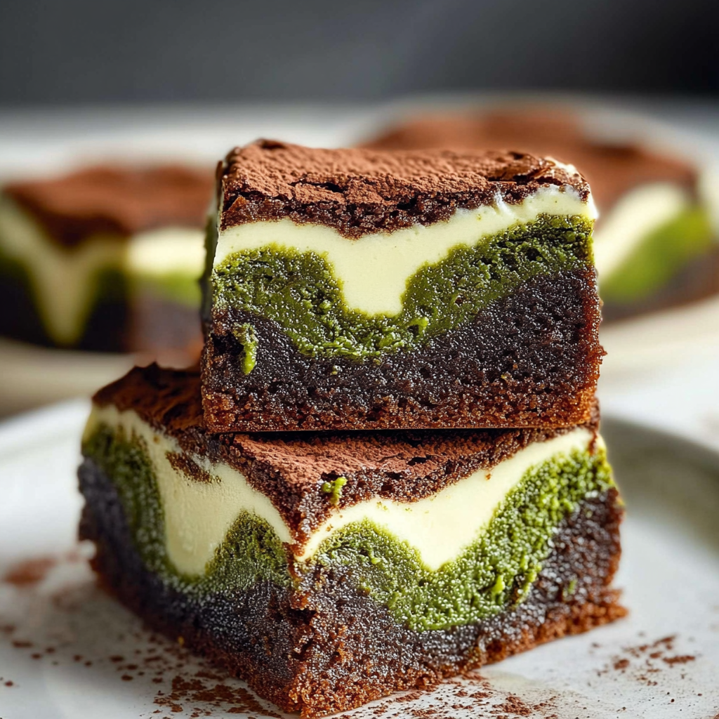 Recipe preparation for Matcha Cheesecake Swirl Brownies