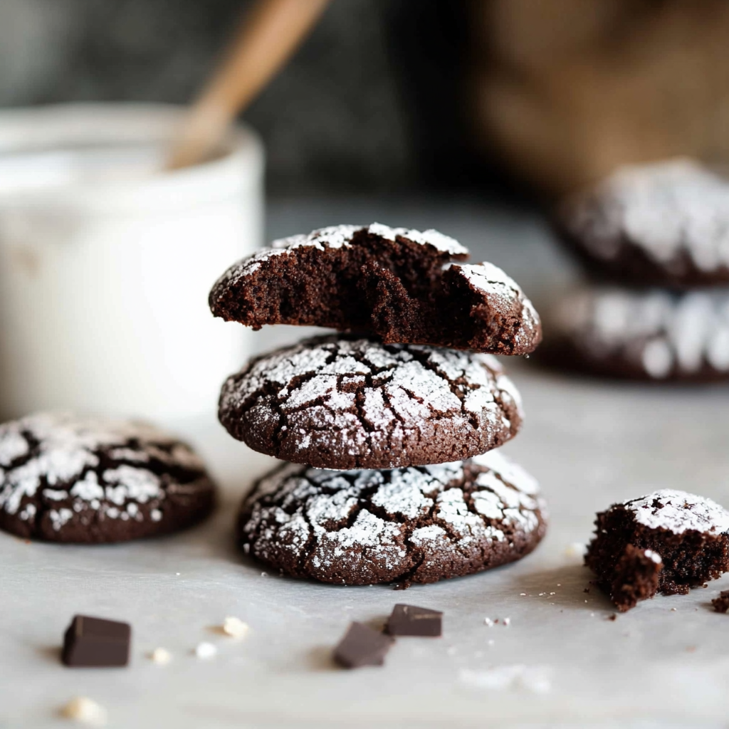 Recipe preparation for Vegan Chocolate Crinkle Cookies