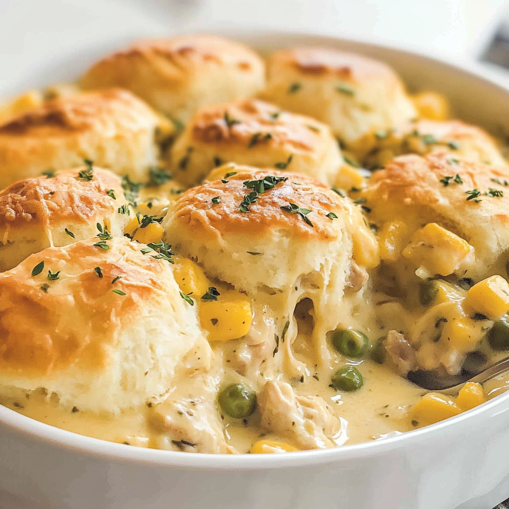 Recipe preparation for Chicken Pot Pie Biscuits