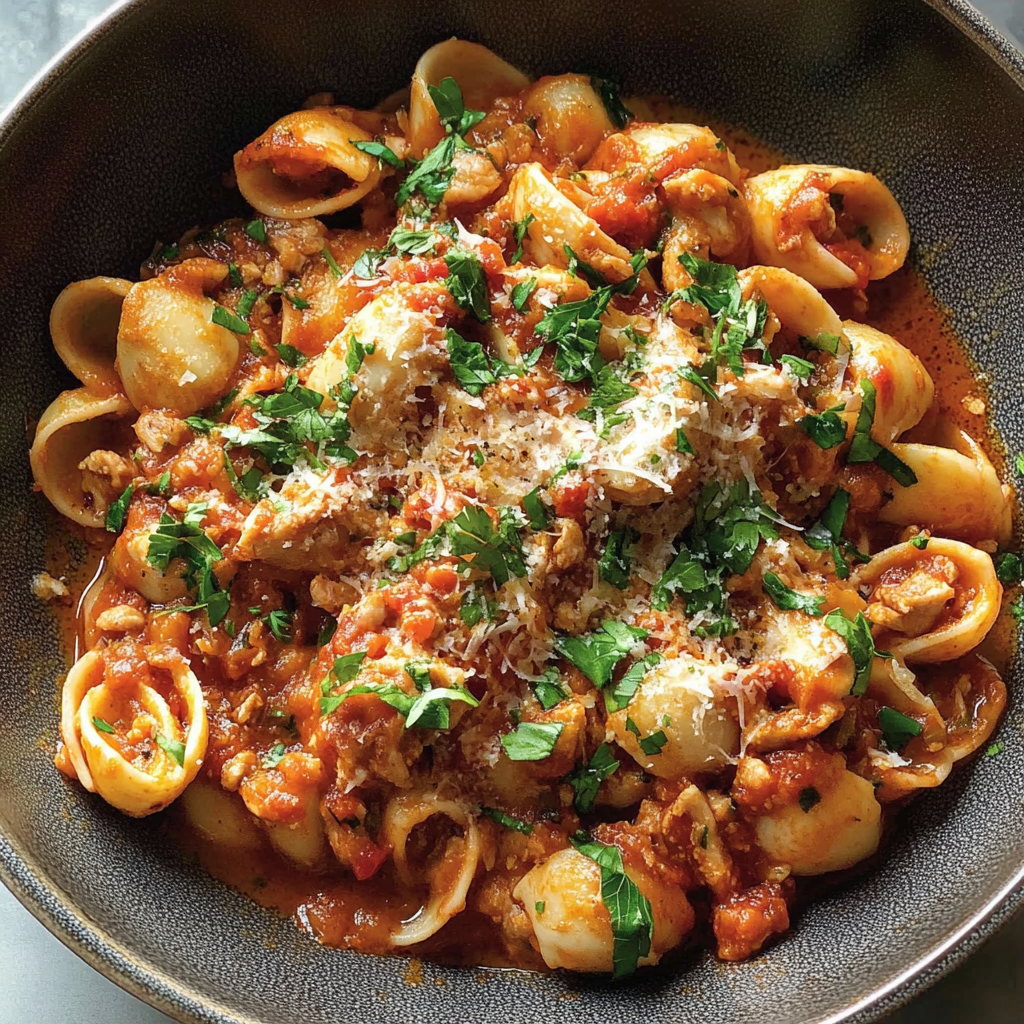 Recipe preparation for Chicken Fra Diavolo Pasta