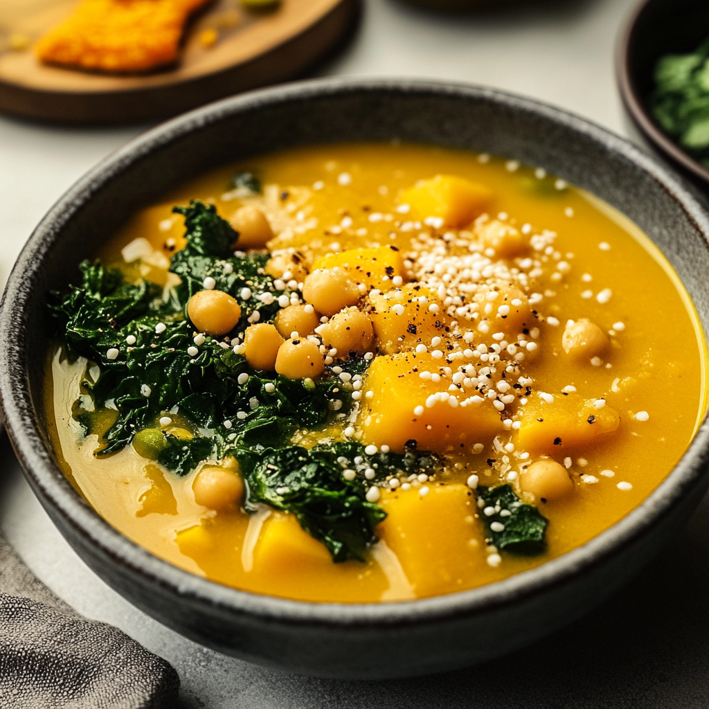 Recipe preparation for Kabocha Chickpea Miso Soup