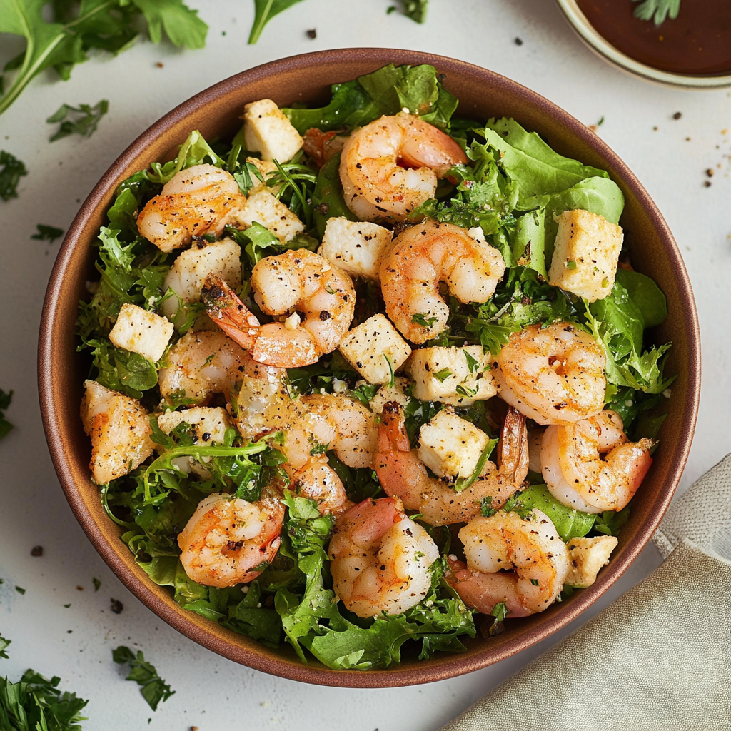 Recipe preparation for Lemon Pepper Shrimp Salad
