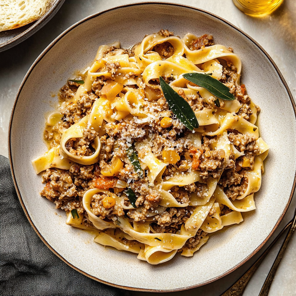 Recipe preparation for White Bolognese Sauce