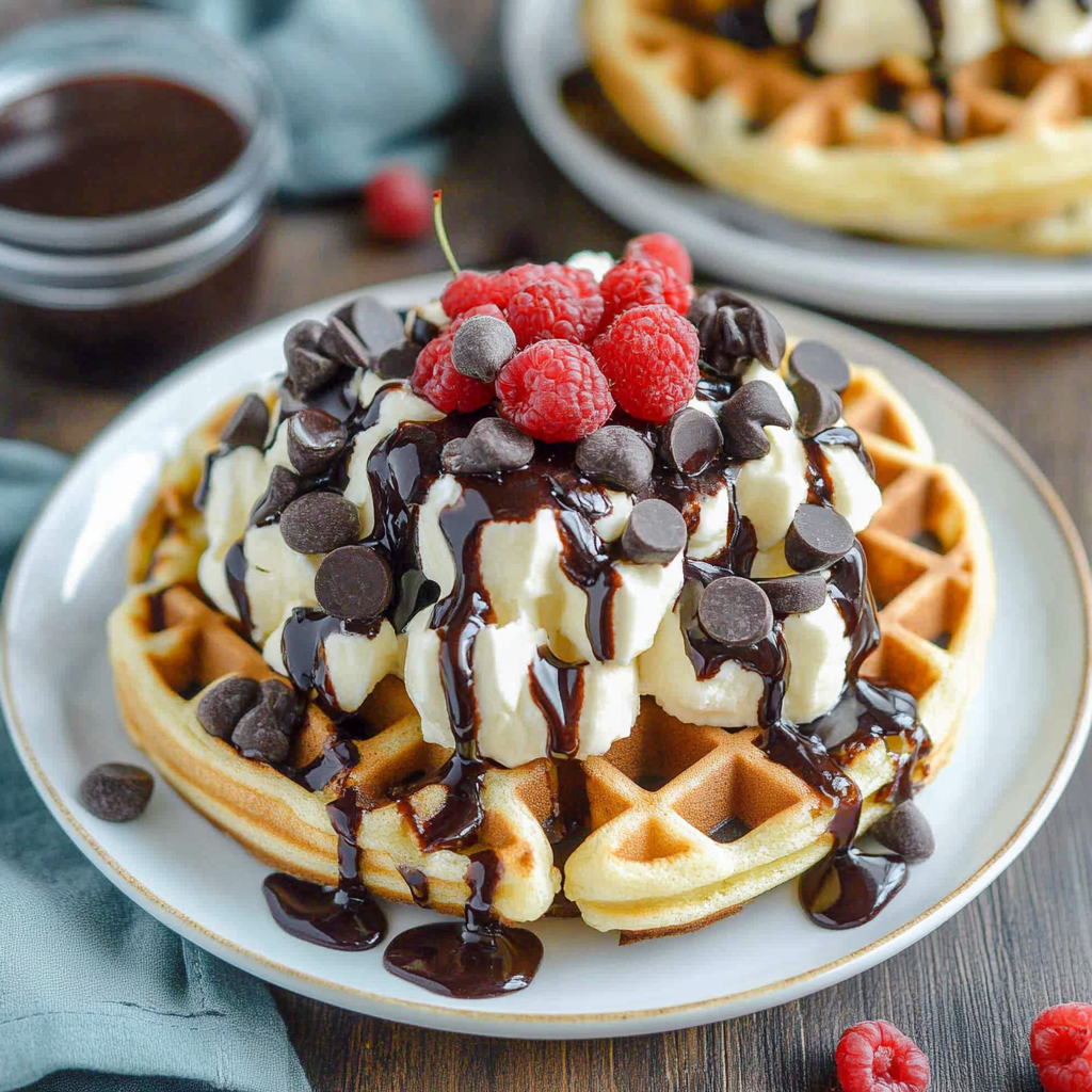 Recipe preparation for Cherry Chocolate Chip Waffles