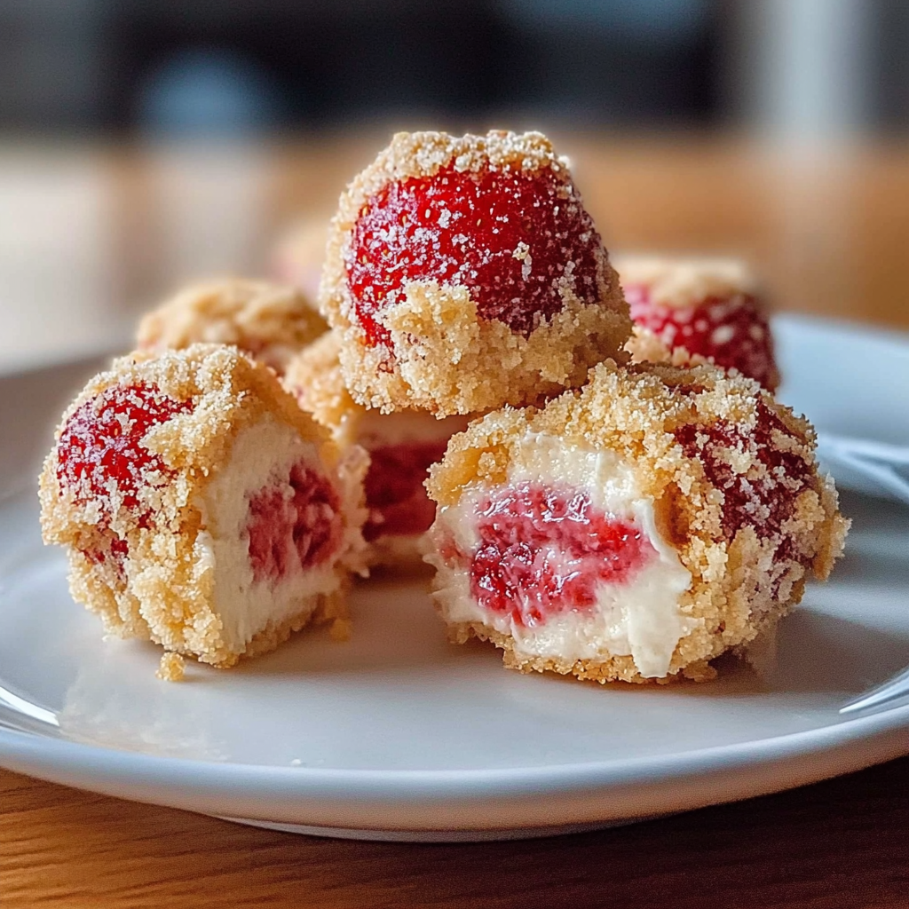 Recipe preparation for Strawberry Cheesecake Bites