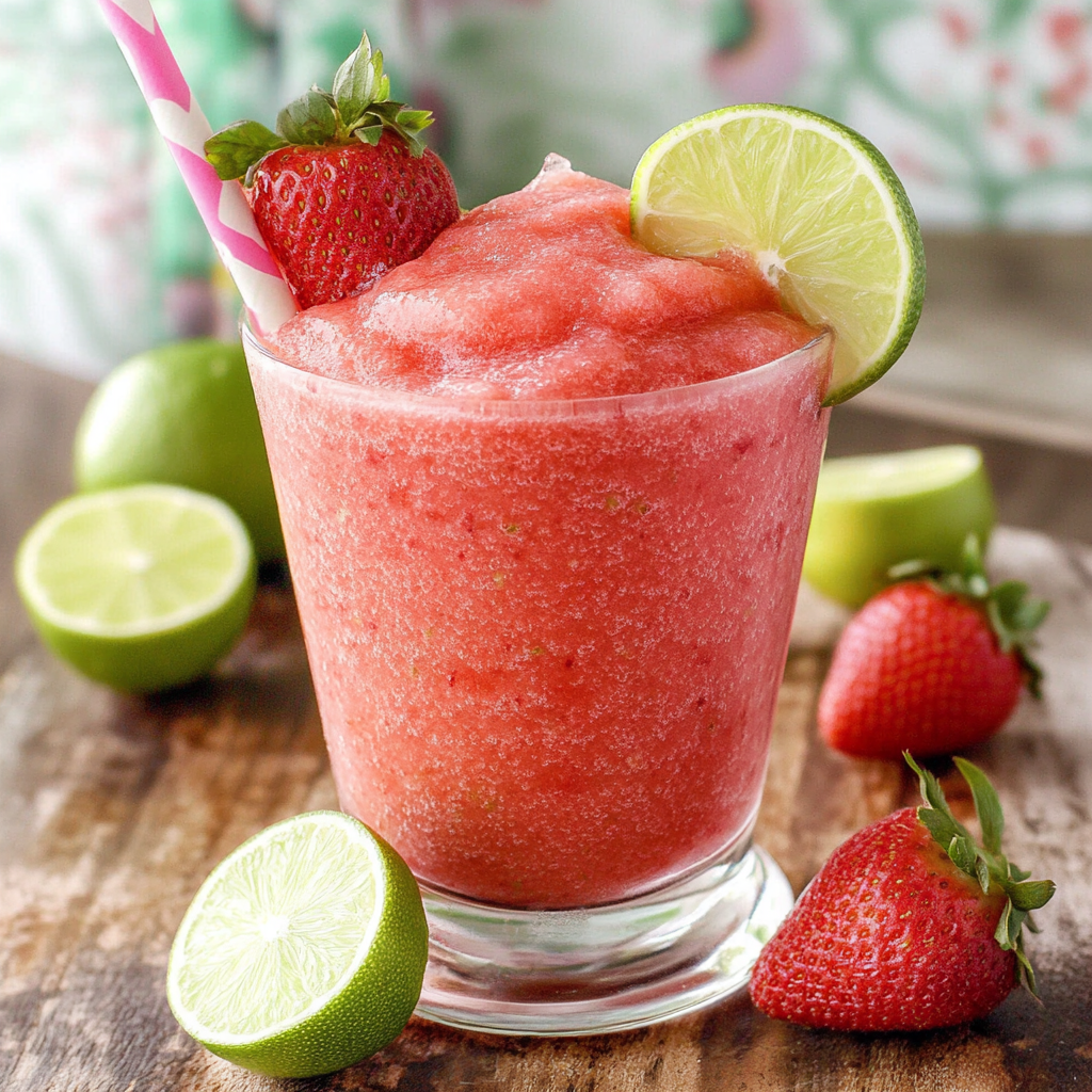 Recipe preparation for Strawberry Slushies and Lime