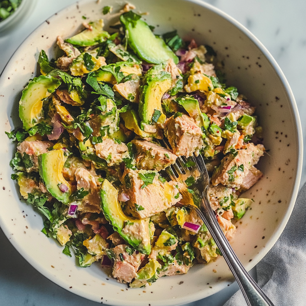 Recipe preparation for avocado tuna salad
