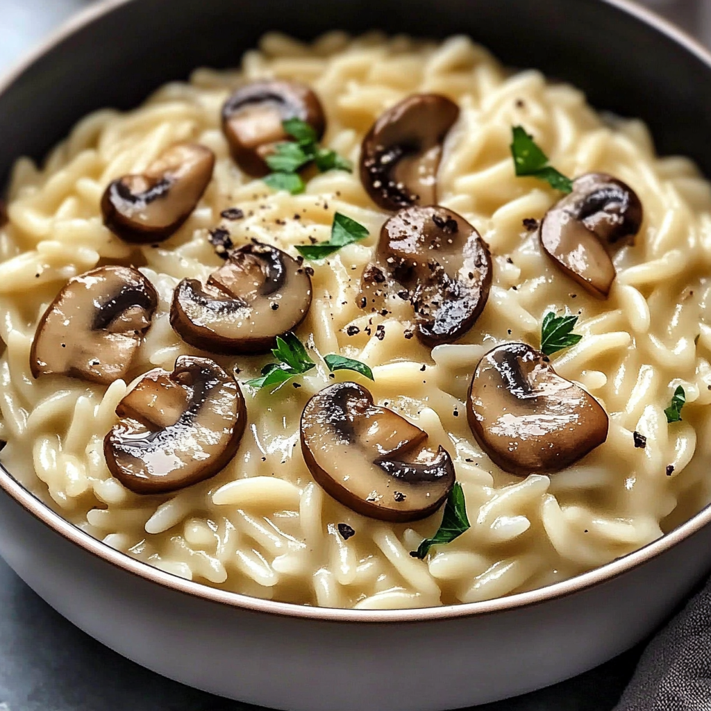Recipe preparation for Tasty Orzo with Mushrooms