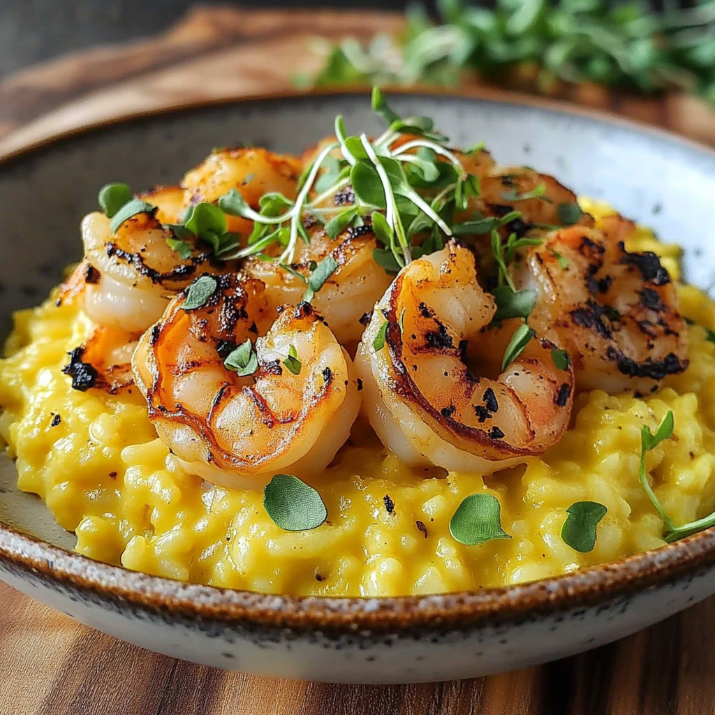 Recipe preparation for Saffron Shrimp Risotto