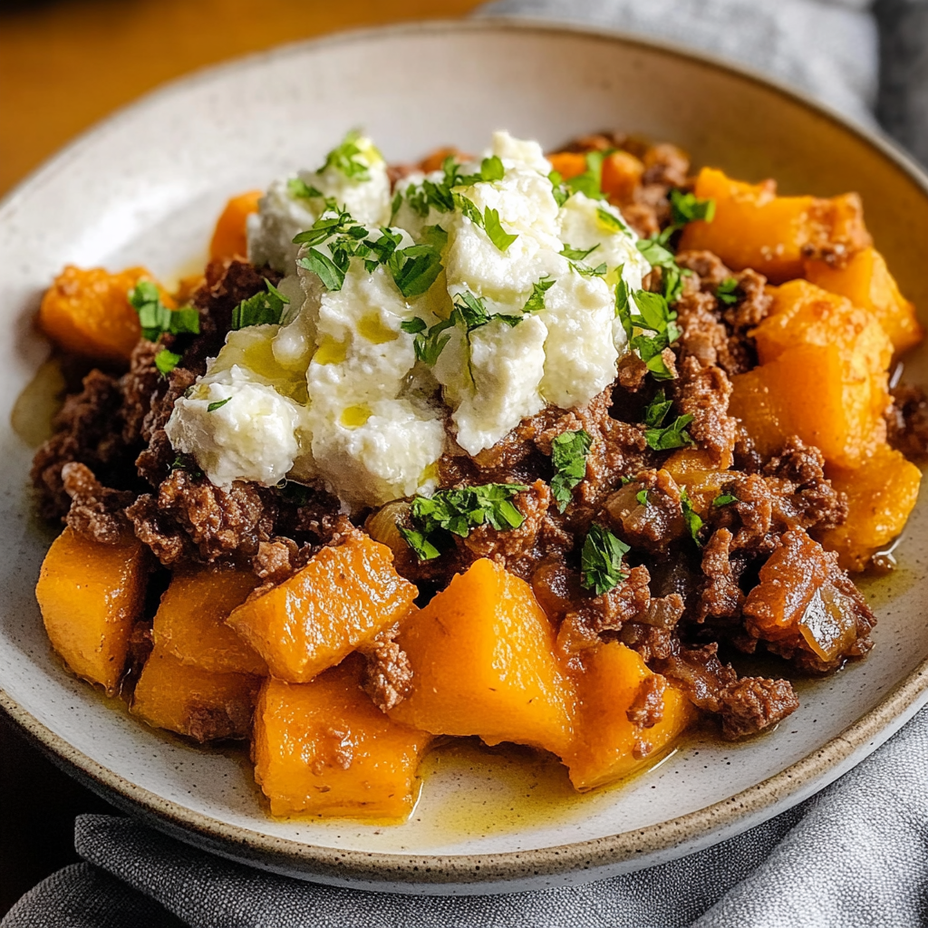 Recipe preparation for Cottage Cheese Sweet Potato Beef