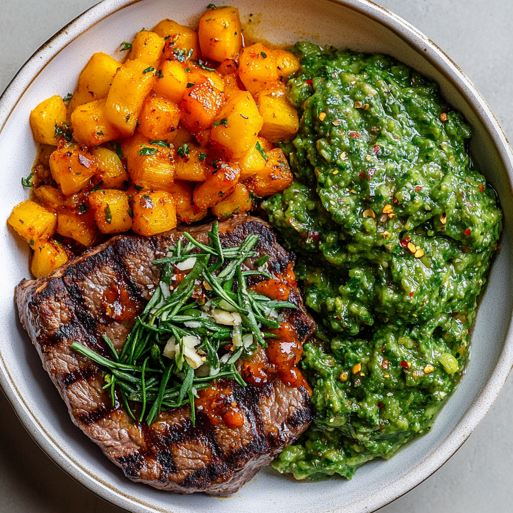 Recipe preparation for Loaded Power Bowl with Grass-Fed Beef & Guac