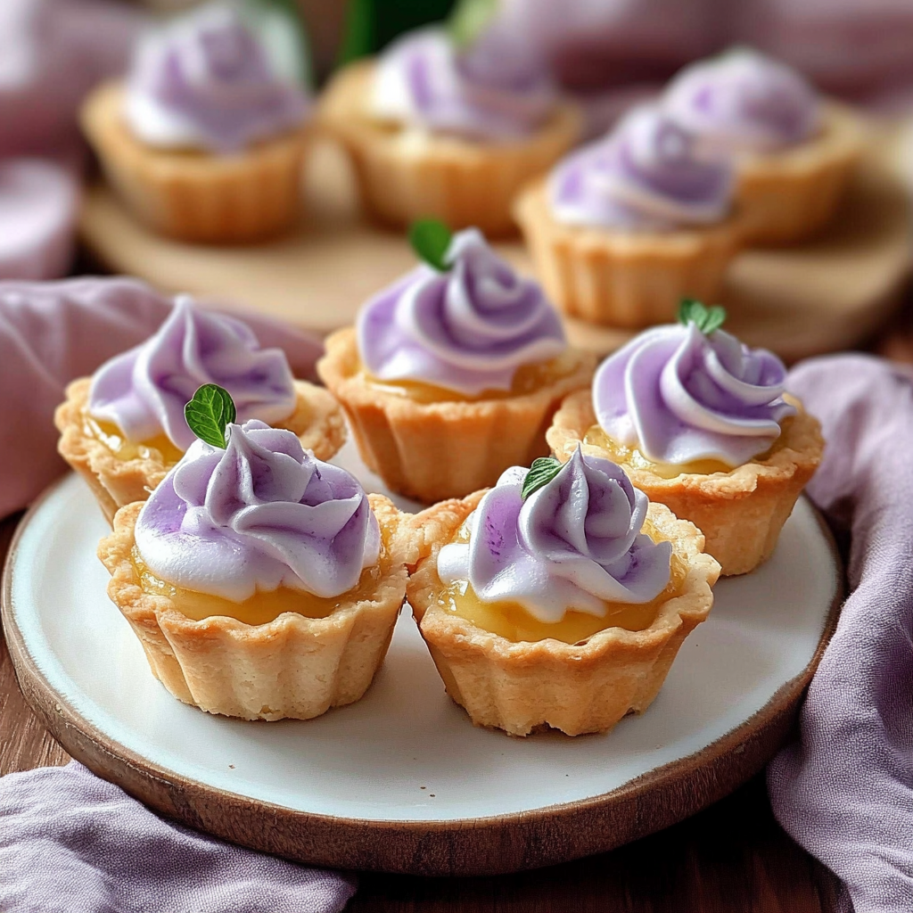 Recipe preparation for Mini Lemon Tart with Lilac Meringue