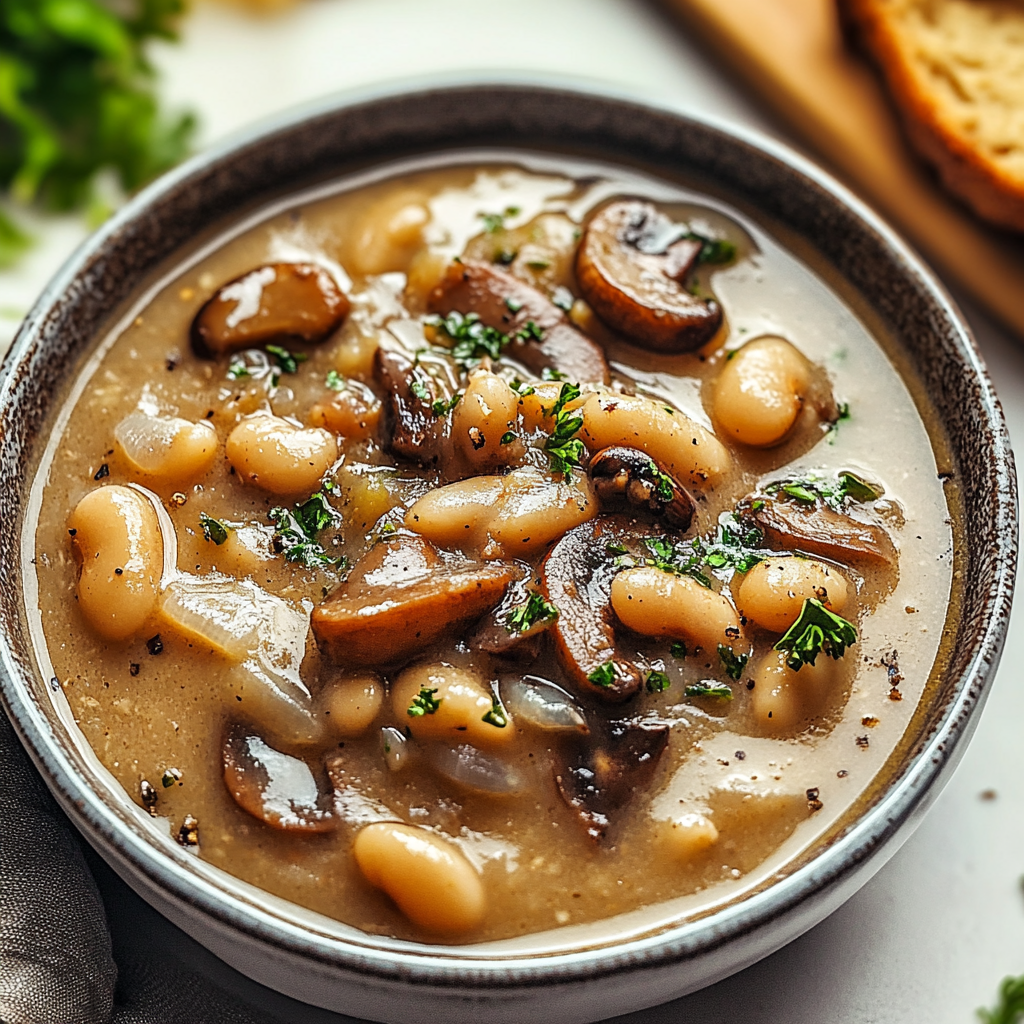 Recipe preparation for White Bean Mushroom Stew