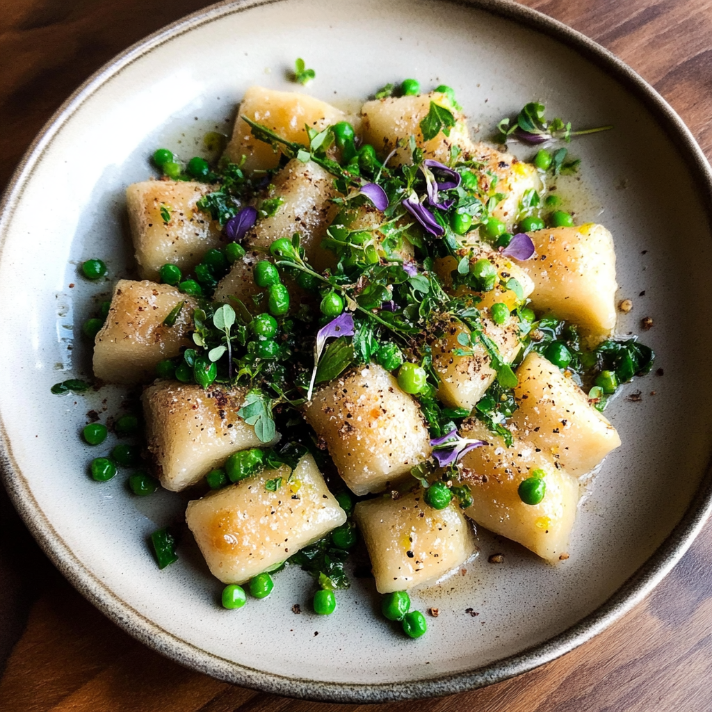 Recipe preparation for Spring Vegetable Brown Butter Gnocchi