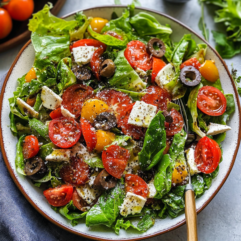 Recipe preparation for Loaded Italian Salad with Red Wine Vinaigrette