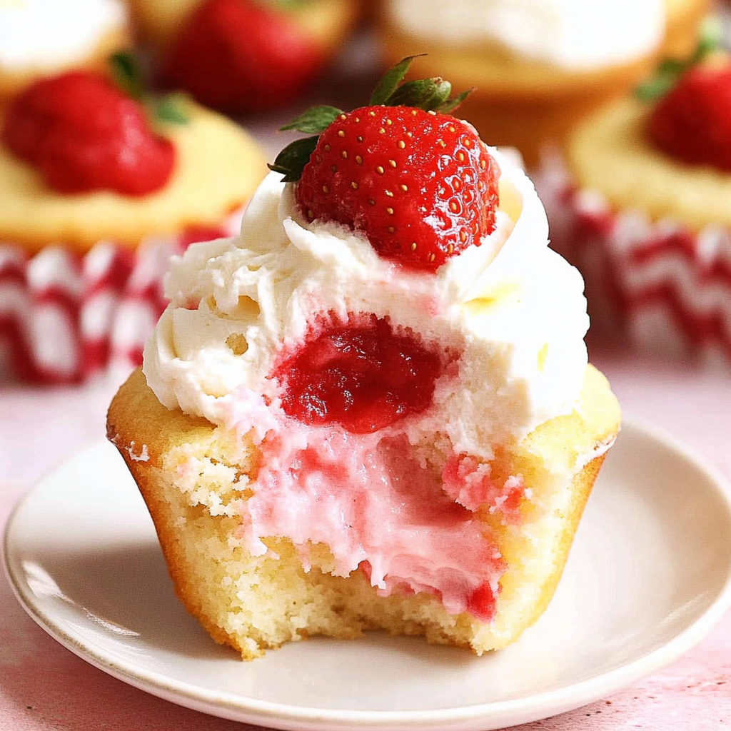 Recipe preparation for Strawberry Shortcake Cupcakes