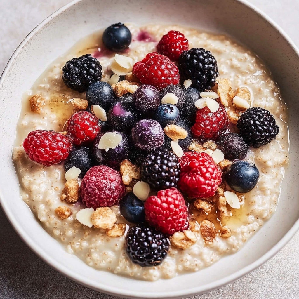 Recipe preparation for Creamy Millet Porridge With Berries