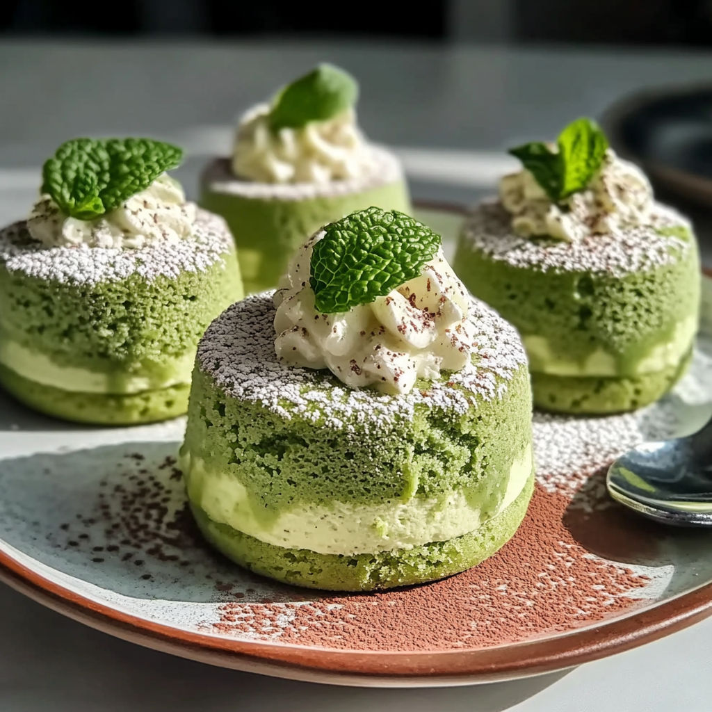 Recipe preparation for Creamy Matcha White Chocolate Mousse Domes
