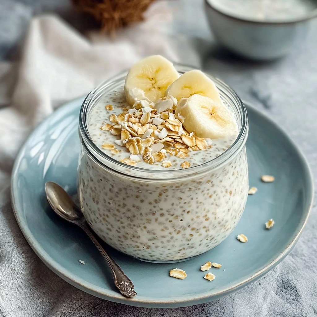 Recipe preparation for Creamy Coconut Overnight Oats