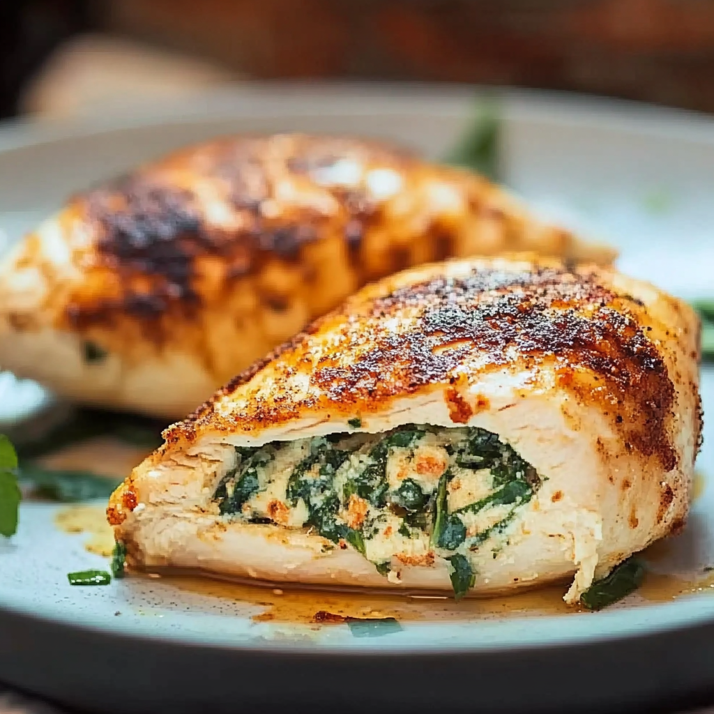 Recipe preparation for Spinach Stuffed Chicken