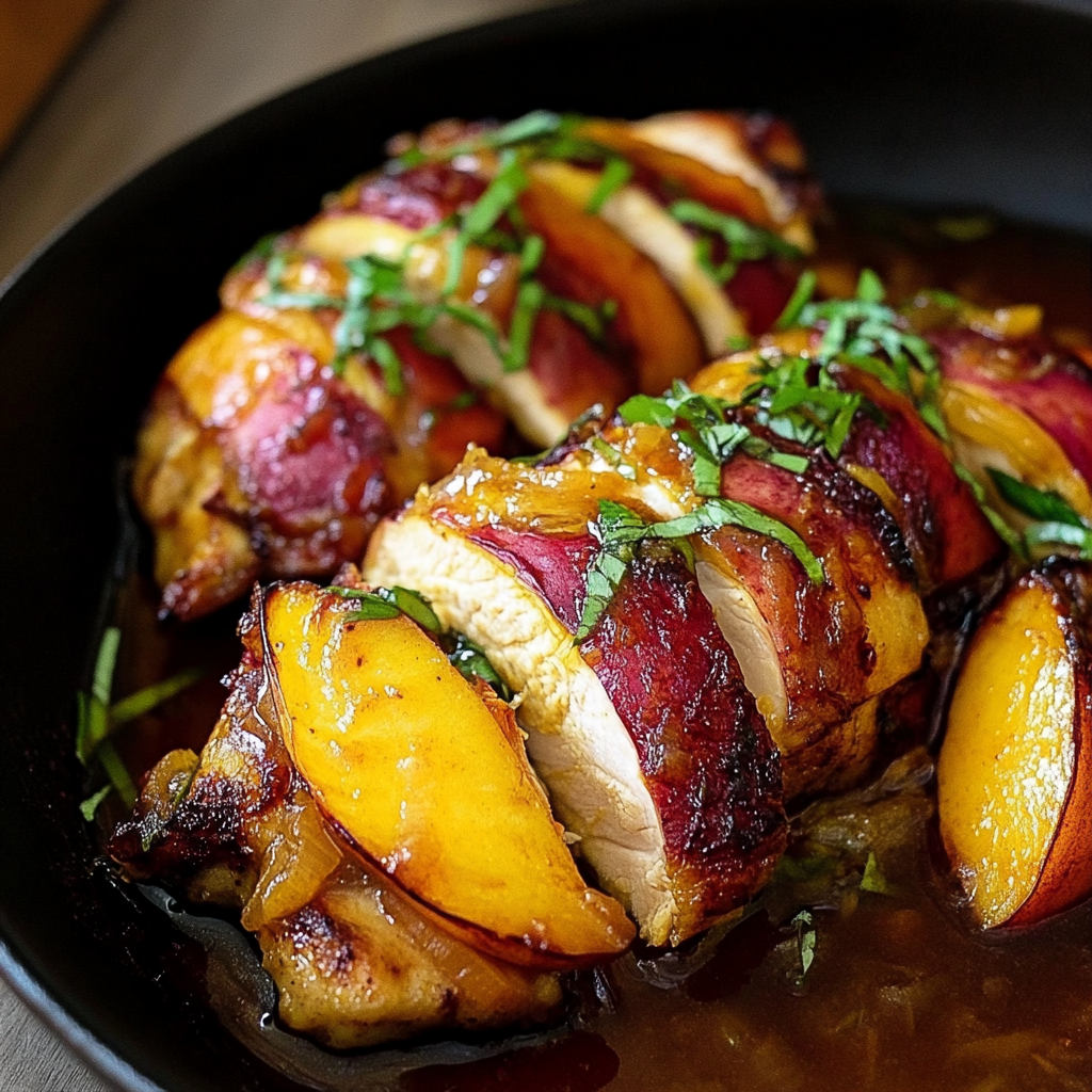 Recipe preparation for roasted peach chicken