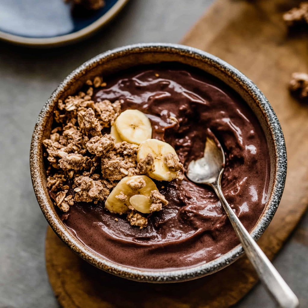 Recipe preparation for chocolate acai bowl