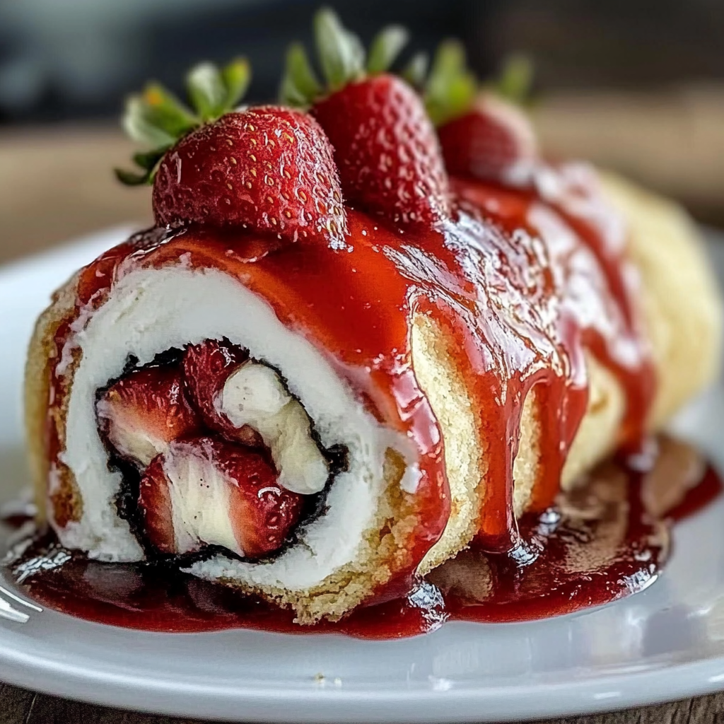 Recipe preparation for strawberry shortcake sushi roll