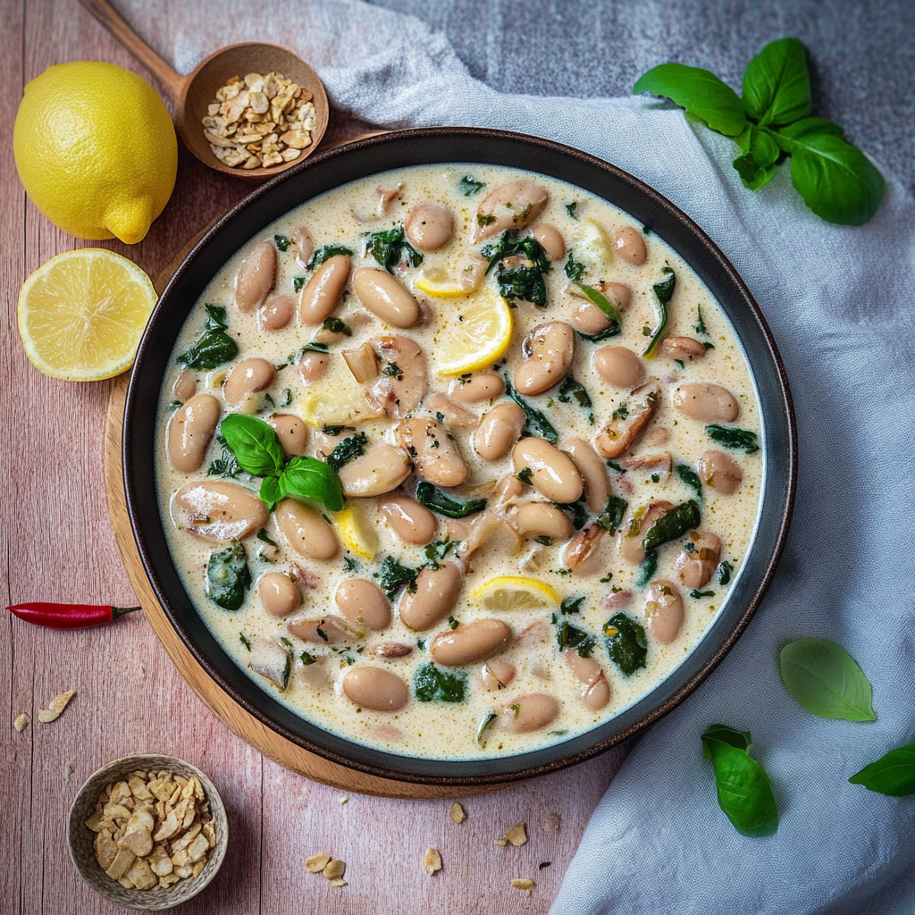 Recipe preparation for Creamy Lemon Butter Beans