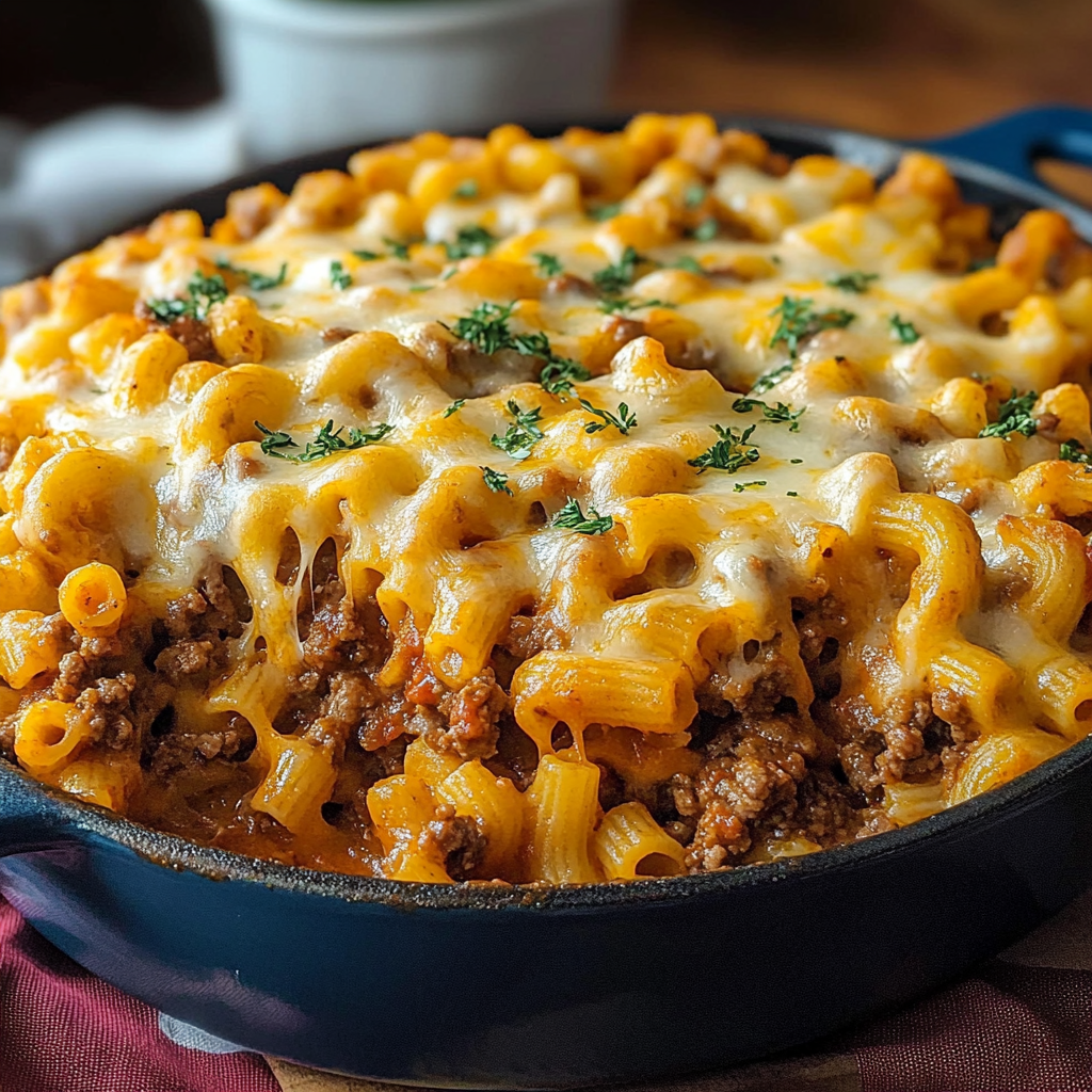Recipe preparation for Cheesy Beef Macaroni Bake