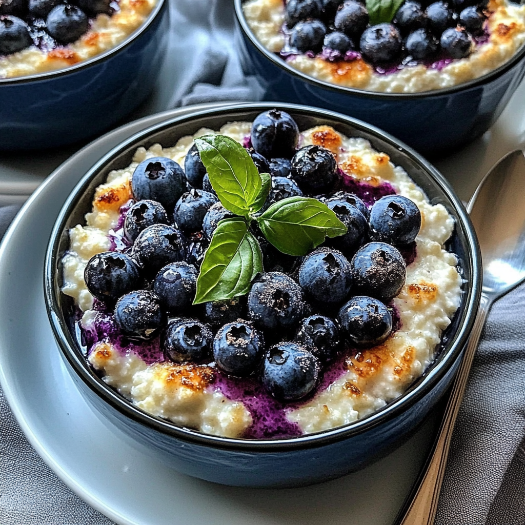 Recipe preparation for Baked Blueberry Cottage Cheese Bowls