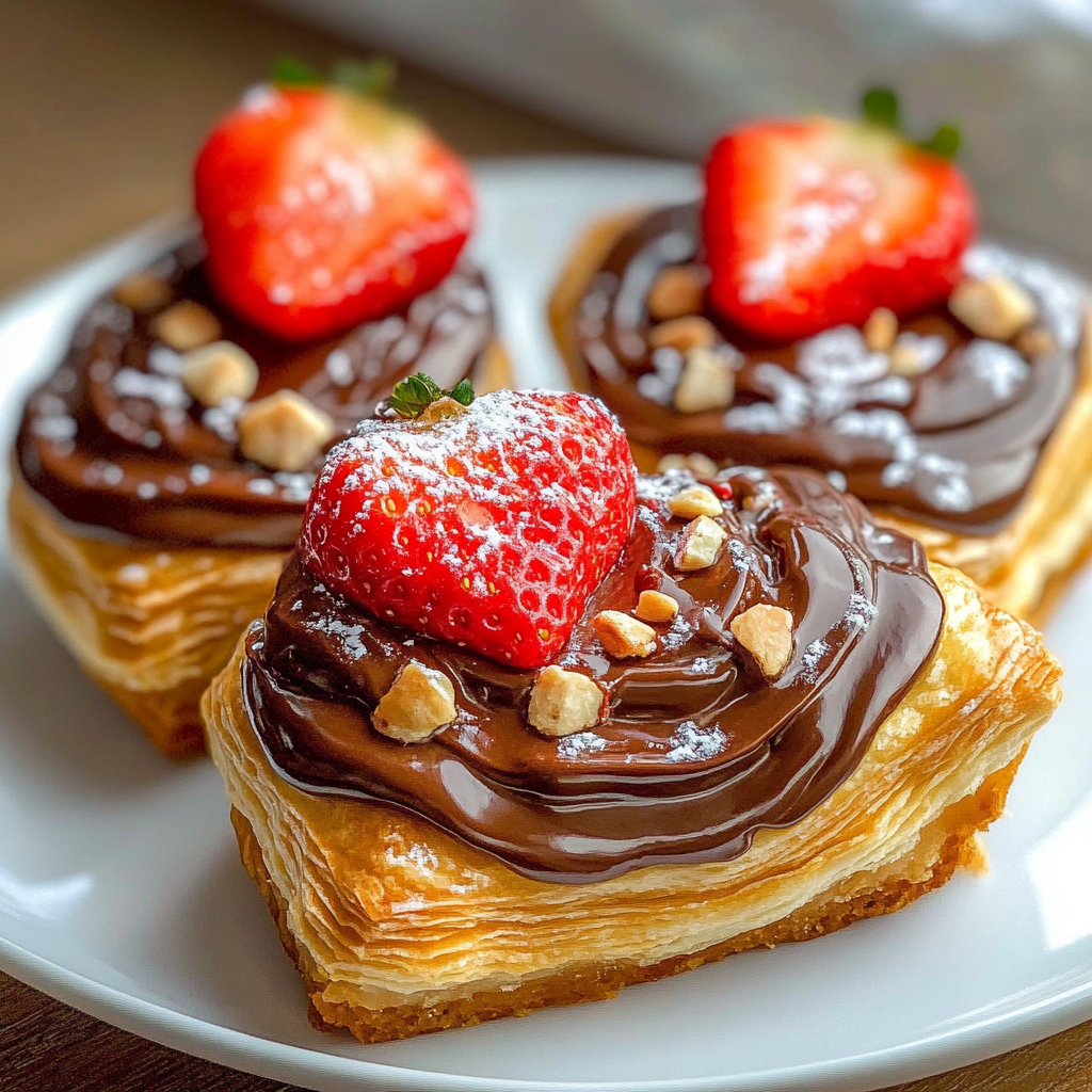 Recipe preparation for Strawberry Nutella Puff Pastry