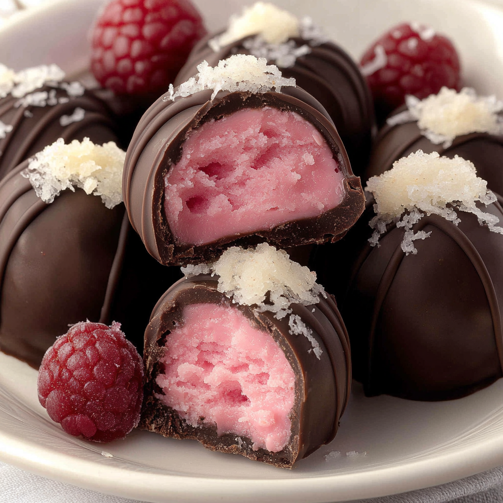 Recipe preparation for Chocolate Raspberry Truffles Bites